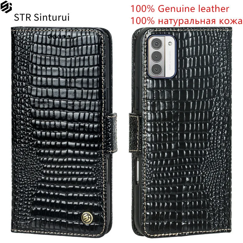 

STR Genuine lizard grain leather card Slot Wallet Cover For Nokia G310 G42 G22 G21 G20 G10 G11 Plus Flip shockproof phone Case