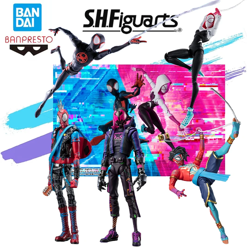 

Bandai Banpresto Original Spider-Man Across The Spider Verse S H Figuarts Spider Gwen Miles Morales Spider Punk Action Figure