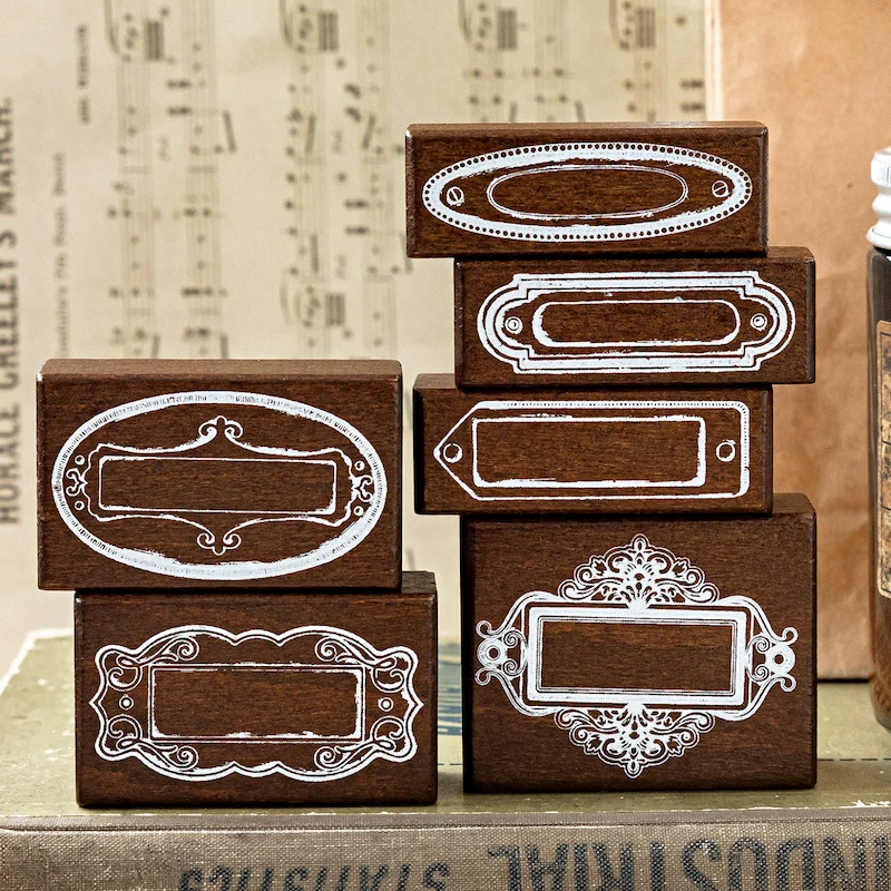 Vintage Oval yuvarlak çerçeve ahşap damga kart yapımı için Scrapbooking günlük kaydı DIY zanaat malzemeleri hobi DIY sınır mühür