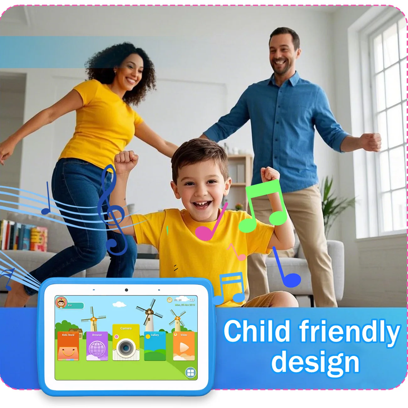 新しい 7 インチタブレットデュアルカメラ子供保護、Android 12 用タブレット、IPS18280*800、クリスマスと誕生日の子供向けギフト