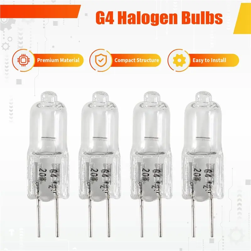 A64Z G4 Bulb,20 Pack Halogen G4 12V 20W With G4 Bi-Pin Base,High Output G4 Light Bulb 12V 300LM For Cabinet Light Bulbs