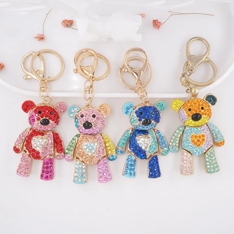 1PC Fashion Bear Pendant Colorful Bear Keychain Creative Exquisite Gift Car Interior Decoration Festival Party Decoration