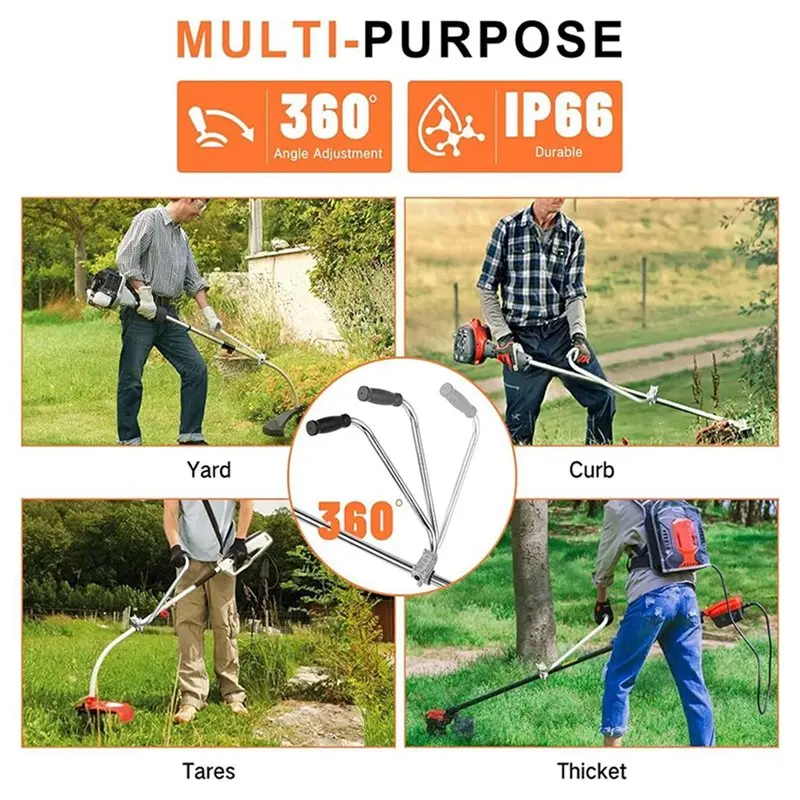 ABAE-2X Ergonomic Trimmer Grip String Trimmers Handle Weed Eater Handle Extension With Bracket Clamp Lawn Trimmer Handle Grip