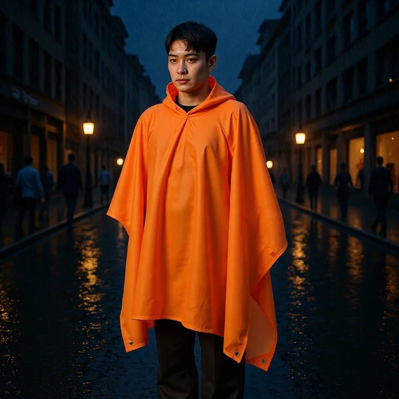 

Adult 3 in 1 Convertible Rain Poncho Hooded Cape Raincoat Lightweight Waterproof Outdoor Gear for Hiking Camping and Daily Use