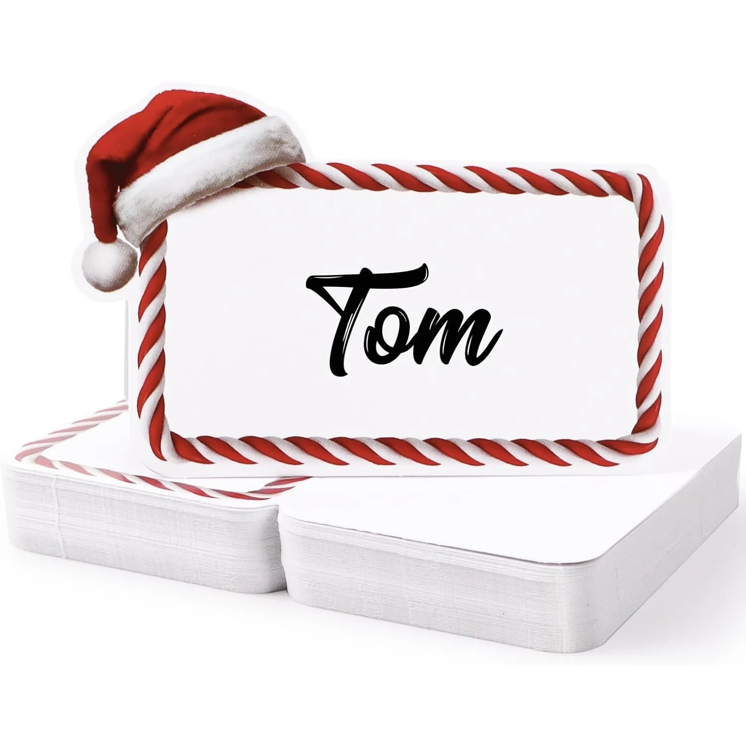 20-100 Pcs Christmas Place Cards Xmas Name Cards Santa Hat Tented Wedding Card Blank Table Cards Folded Dinner Name Tags