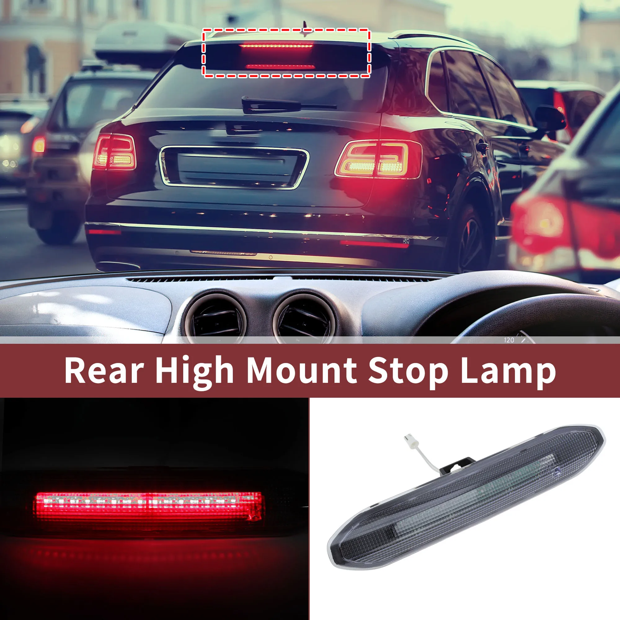 UXCELL LED Third Brake Light No.LR036355 White 3rd High Mounted Stop Lamp Rear Center High Level Brake Light