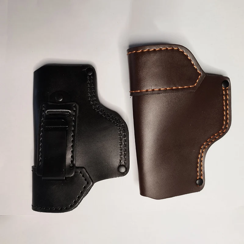 2 Colors Genuine Cowhide Cowskin IWB Leather Holster With Back Clip For Glock 17/19/23/26/27/29/30/32/33/36/38/39/42/43/43X/44