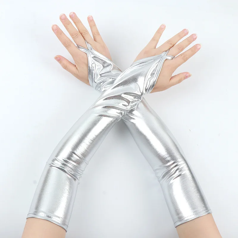 Gloves Long Stretch Patent Leather Fingerless Sexy Dress Bridal Party Opera Halloween Women Accessory Lightweight Elegant