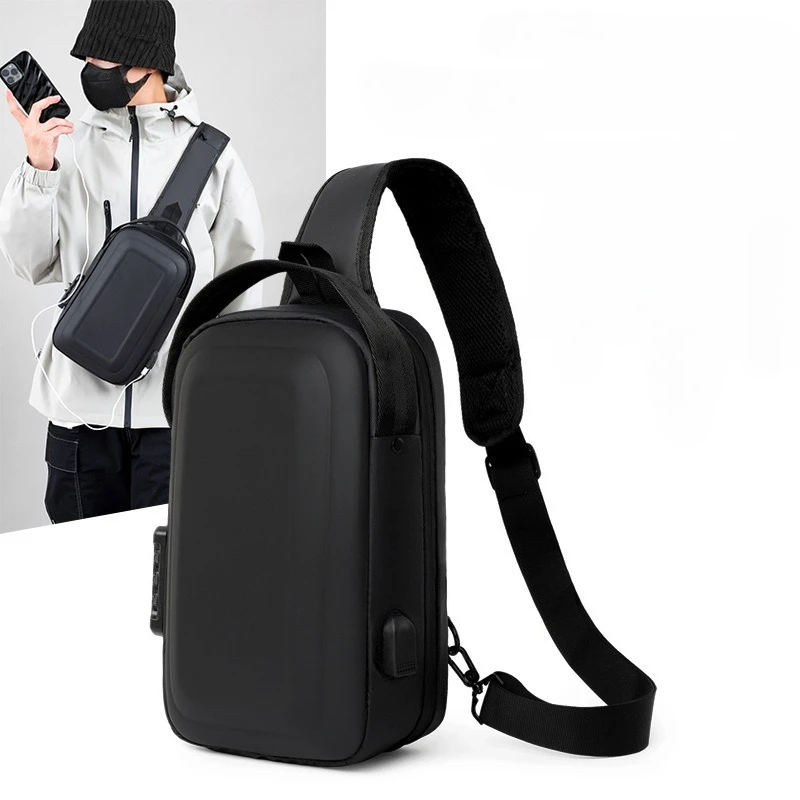 Multifunctional Men's Handbag - Large Capacity Sports Messenger Bag with Password Lock for Security and Business Cross-body Bag