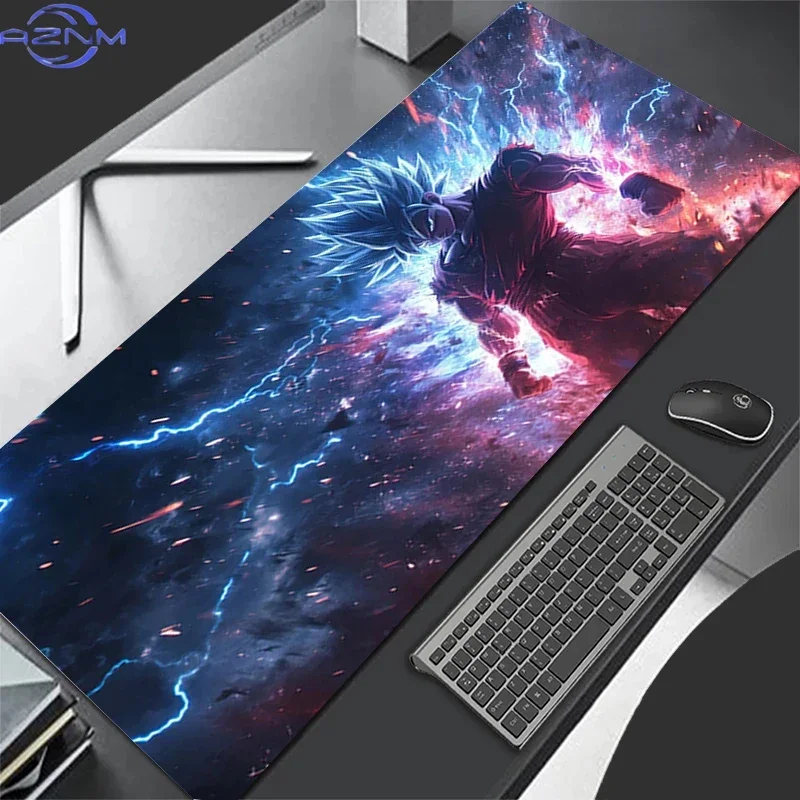 Anime Warrior Blue Red Lightning Cosmic Scene Mouse Pad, Rubber Non-Slip Base, Smooth Surface for Gaming Desktop Keyboard Office