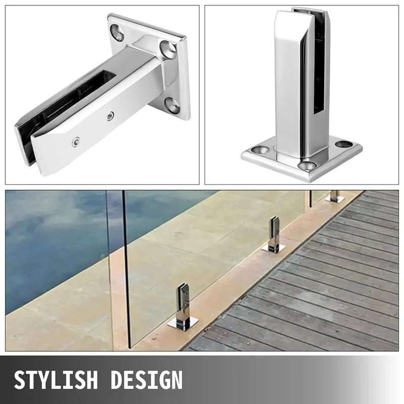 Top Deals 304 Stainless Steel Clamp Glass Panel Pool Fence Staircase Bracket Spigot Balustrade Floor Deck Balustrade Railing Mou