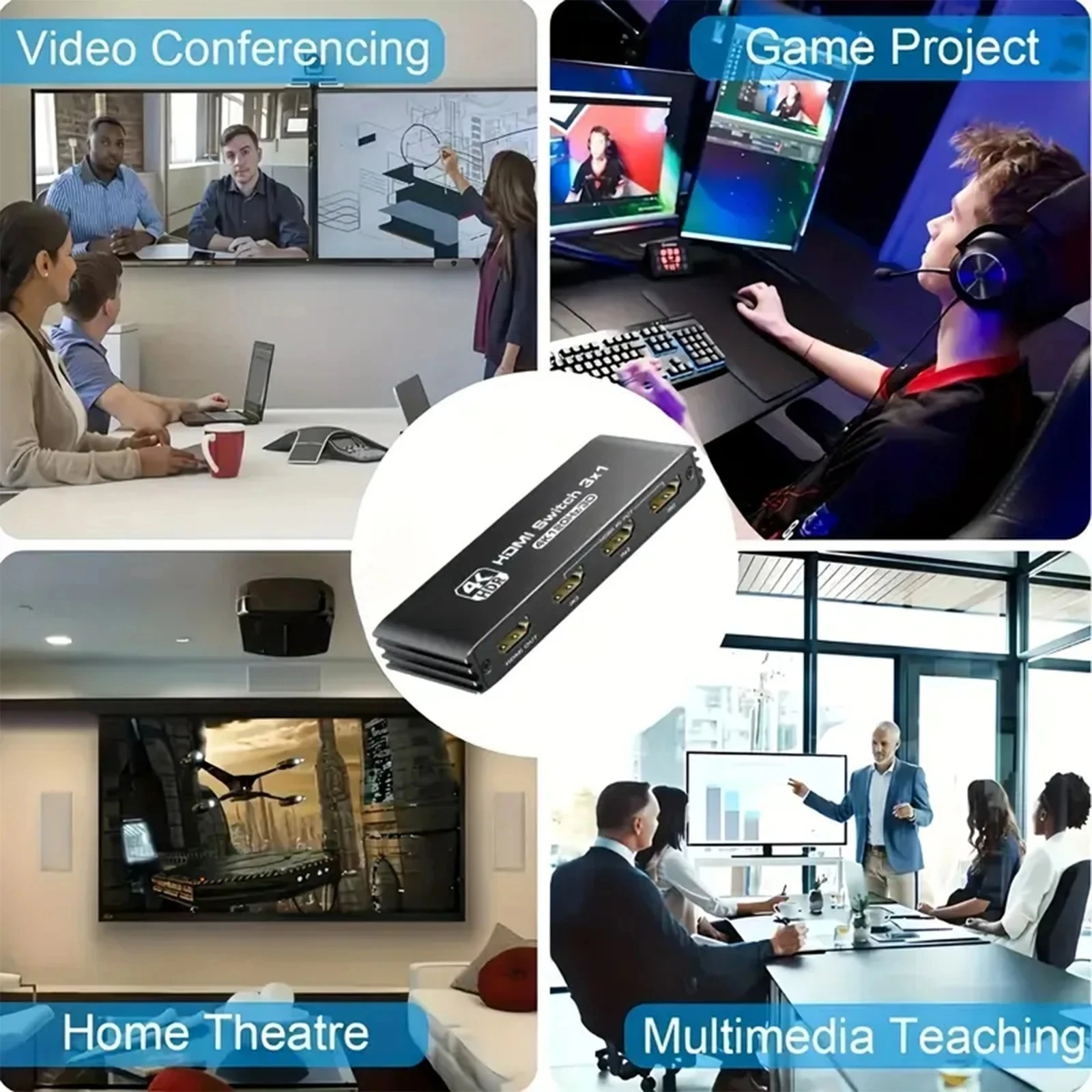 3 in 1 Switch Splitter 4K@120Hz HD Switcher Splitter with IR Remote Control HDTV Switcher Selector