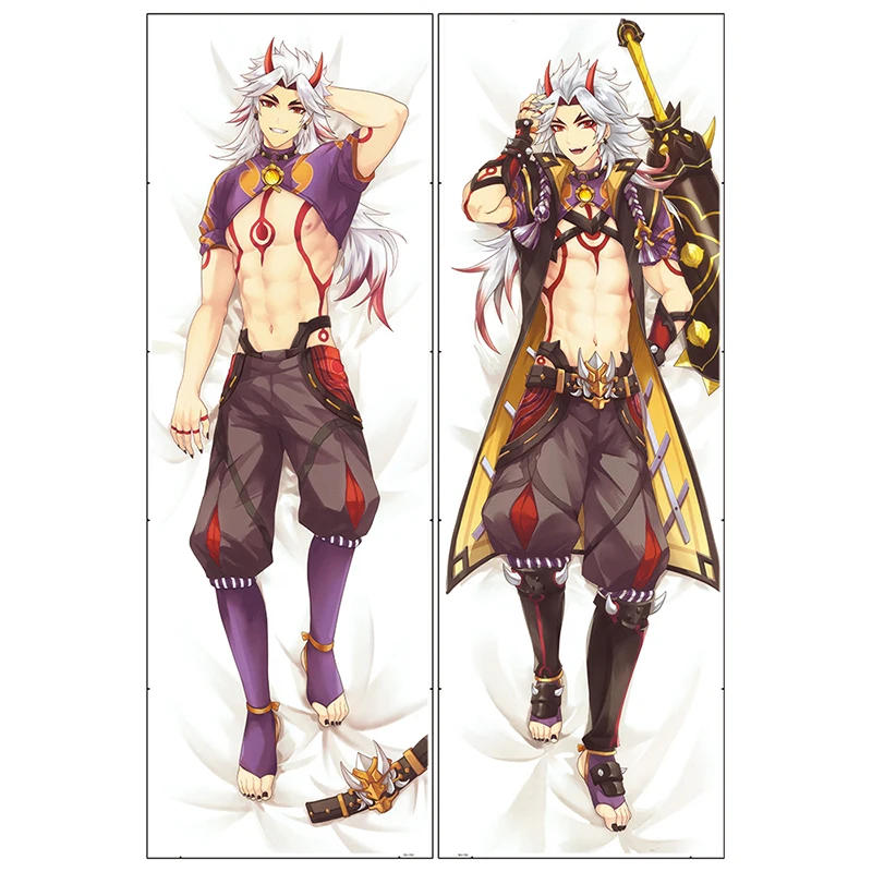 

50x180cm Game Genshin Impact Arataki Itto Cosplay Body Pillow Dakimakura Cover Peachskin Hugging Body Throw Cushion Pillow Case