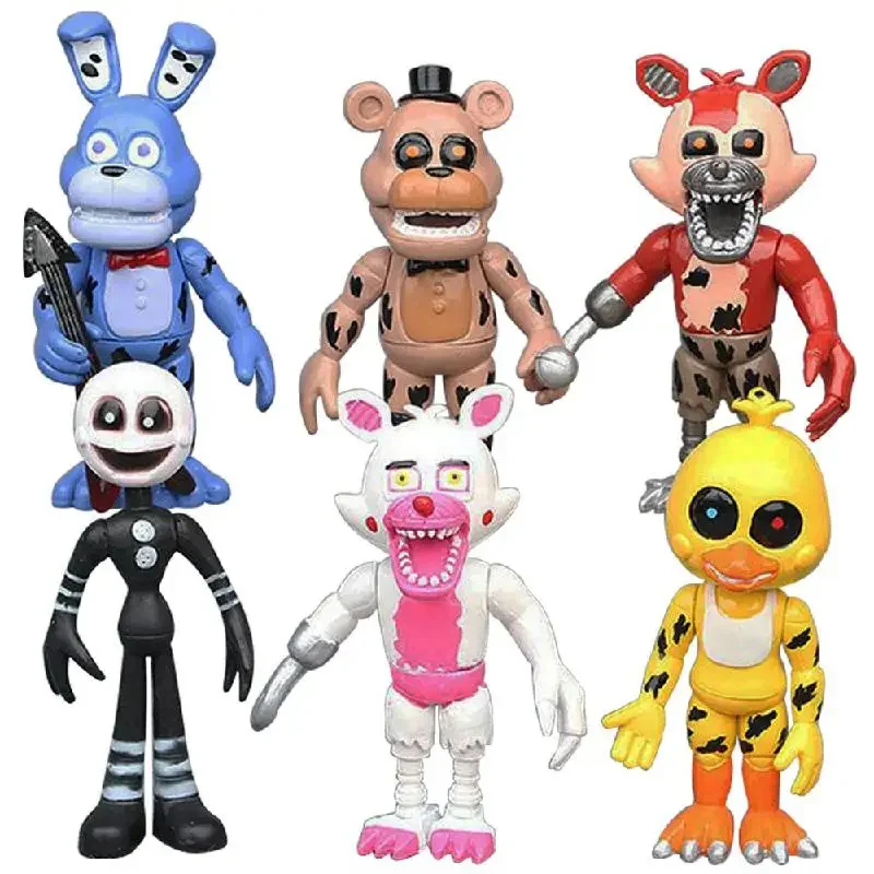 6-8pcs Fnaf At Five Nights Security Breach Series Pvc Action Figures Bonnie Foxy Toy Fazbear Bear Doll Model Toys For Kids Gifts