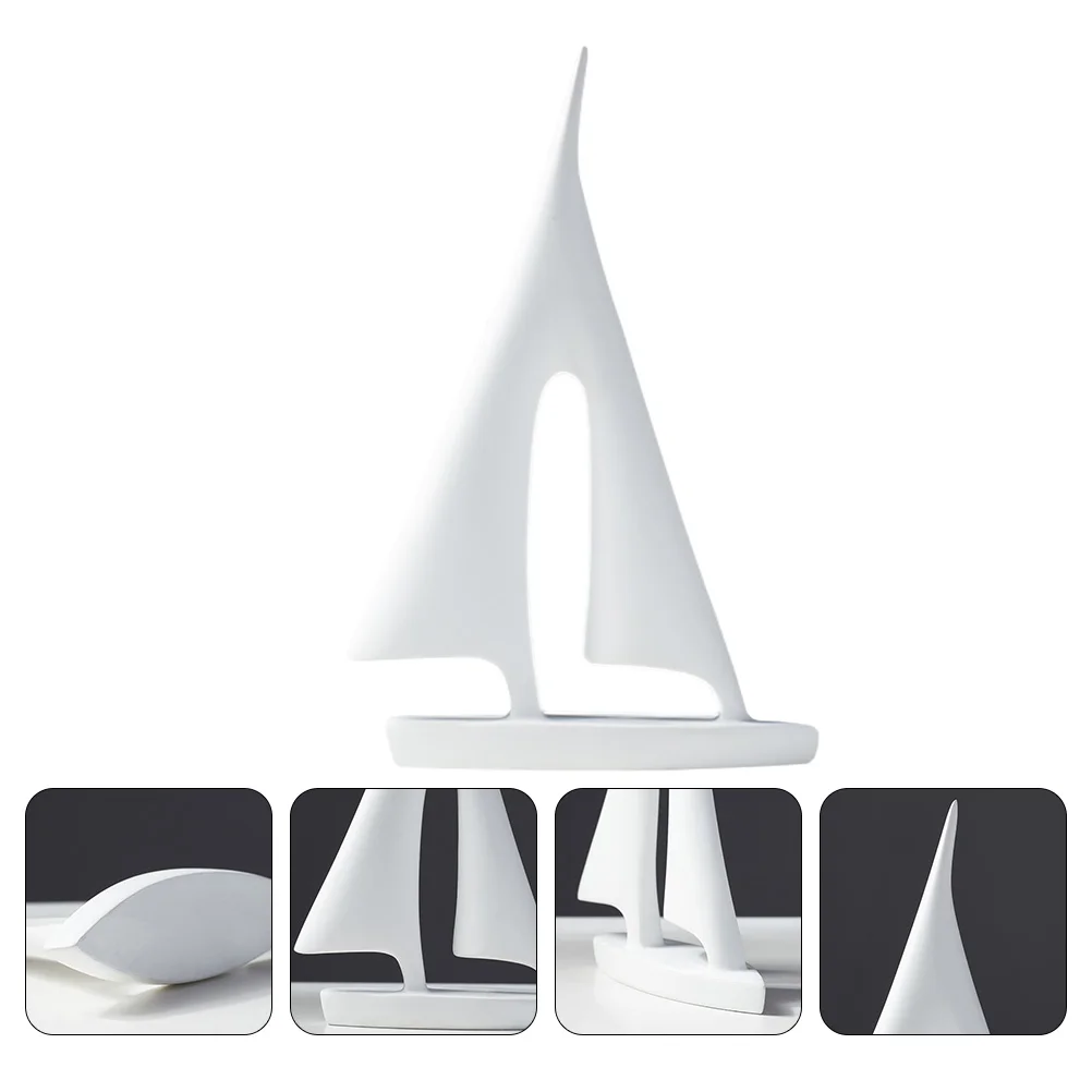 

Sailing Model Ornament Resin Sailboat Adornment Desktop Simple Style Craft Wooden Decor
