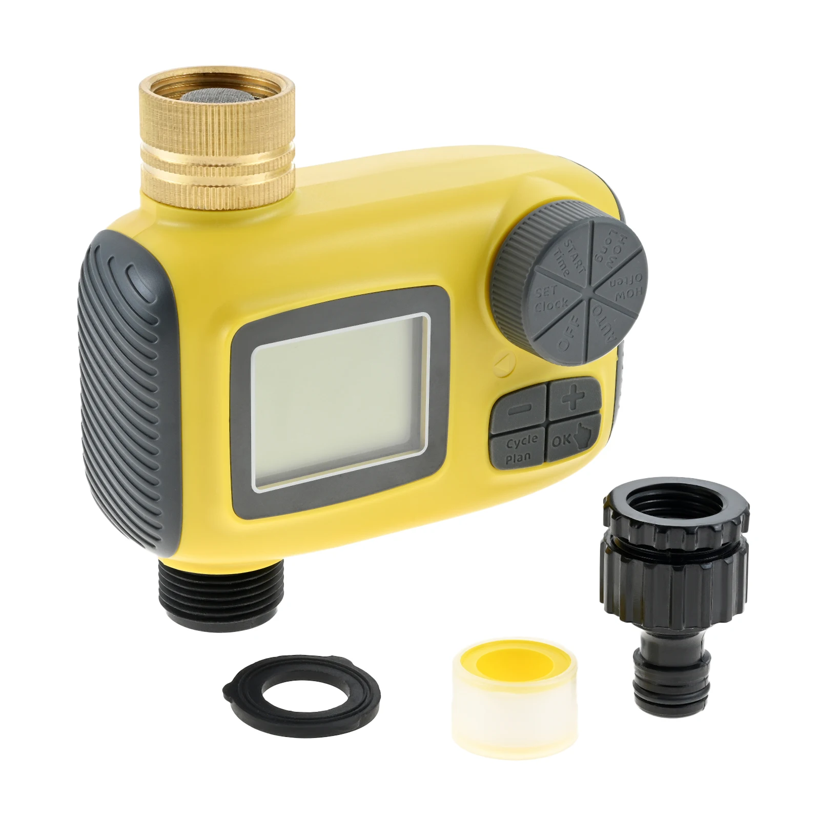 

Irrigation Computer Programmable Drip Hose Irrigation with Brass Inlet Digital Automatic Garden Water Timers System LCD Display