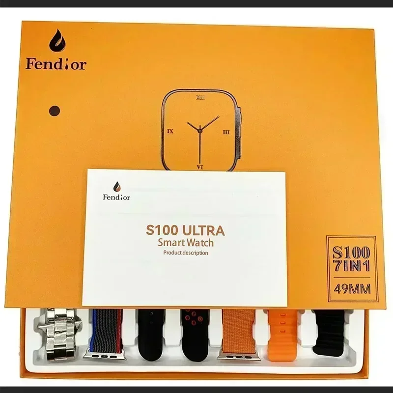 2025 جديد S900 Ultra Smartwatch 7 أشرطة ساعة اليد 2.2HD Amoled شاشة دائرية مراقبة Reloj inteligente مع حافظة واقية