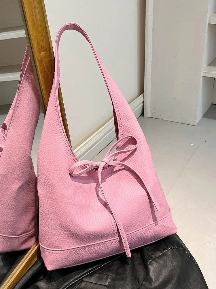 Bolso con lazo para mujer, bolso de hombro a la moda de verano, bolso de mano de gran capacidad, Popular para ir al trabajo, viaje de alta calidad, 2024