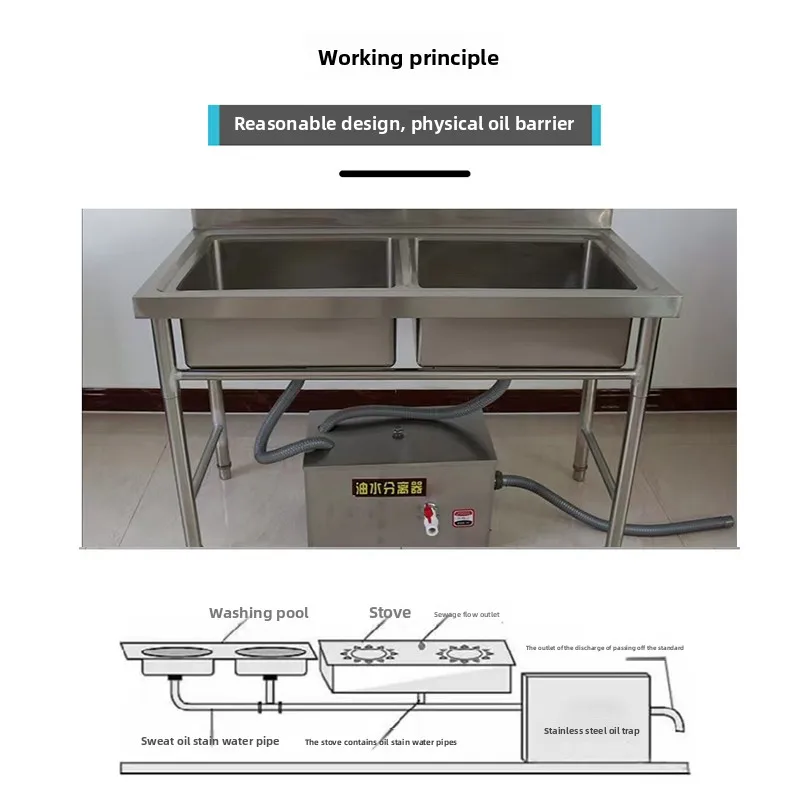Oil-water separator Stainless steel grease trap Environmental protection Designated   Restaurant Catering Commercial  treatment