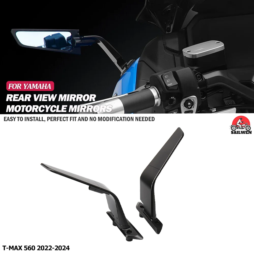 

NEW Motorcycle CNC Aluminum Rear View Mirrors Blue Anti-glare Mirror For YAMAHA T-MAX 560 TMAX560 2022 2023 2024