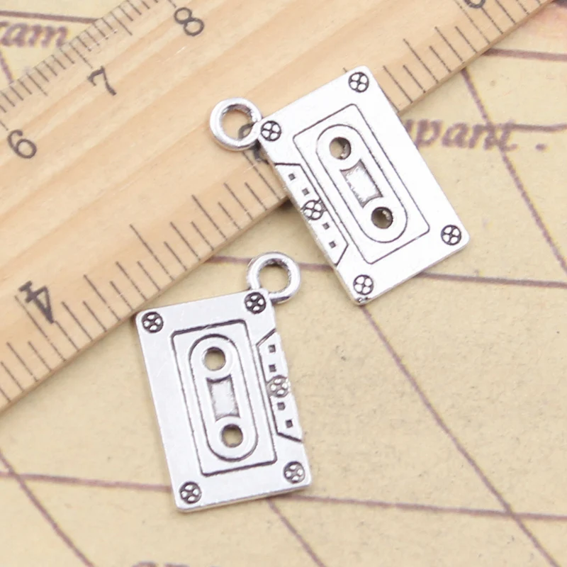 20pcs Charms Retro 80's Cassette Tape 20x13mm Tibetan Silver Color Pendants Antique Jewelry Making DIY Handmade Craft