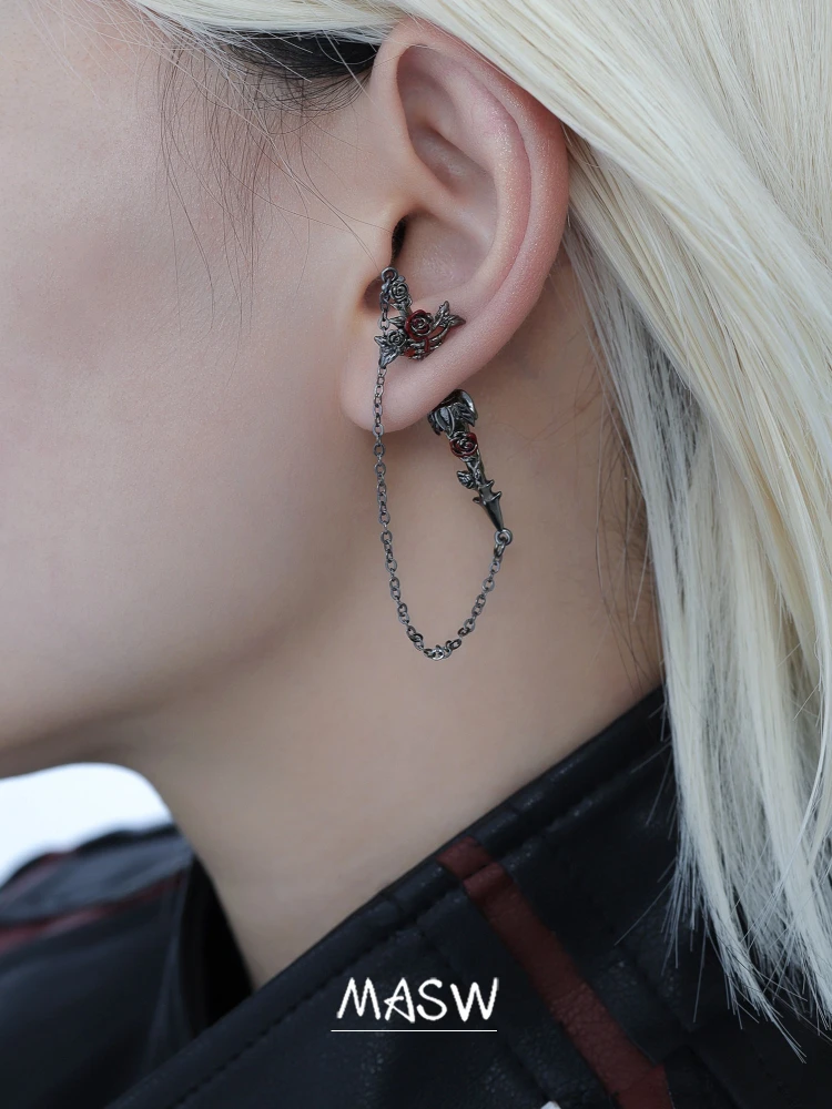 MASW Original Design Cool Trend Splicing Color Flower Metal Earrings For Women Gifts Modern Jewelry Personality Accessories