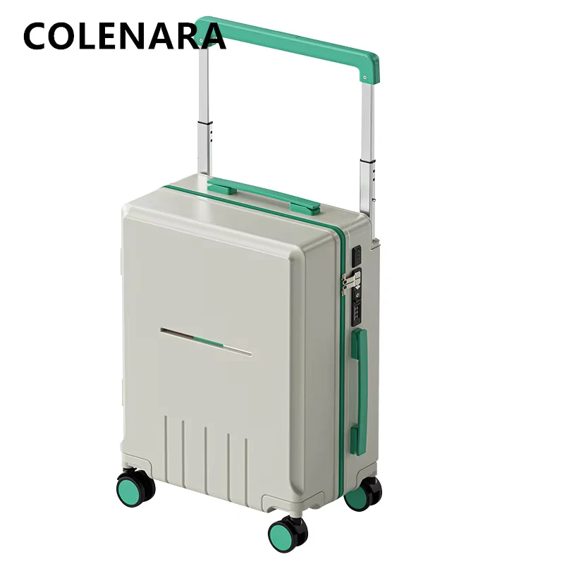 COLENARA-maleta rodante de 20 pulgadas, caja de embarque de 24 ", cubierta de carrito con carga USB, caja de contraseña multifunción, equipaje para mujer