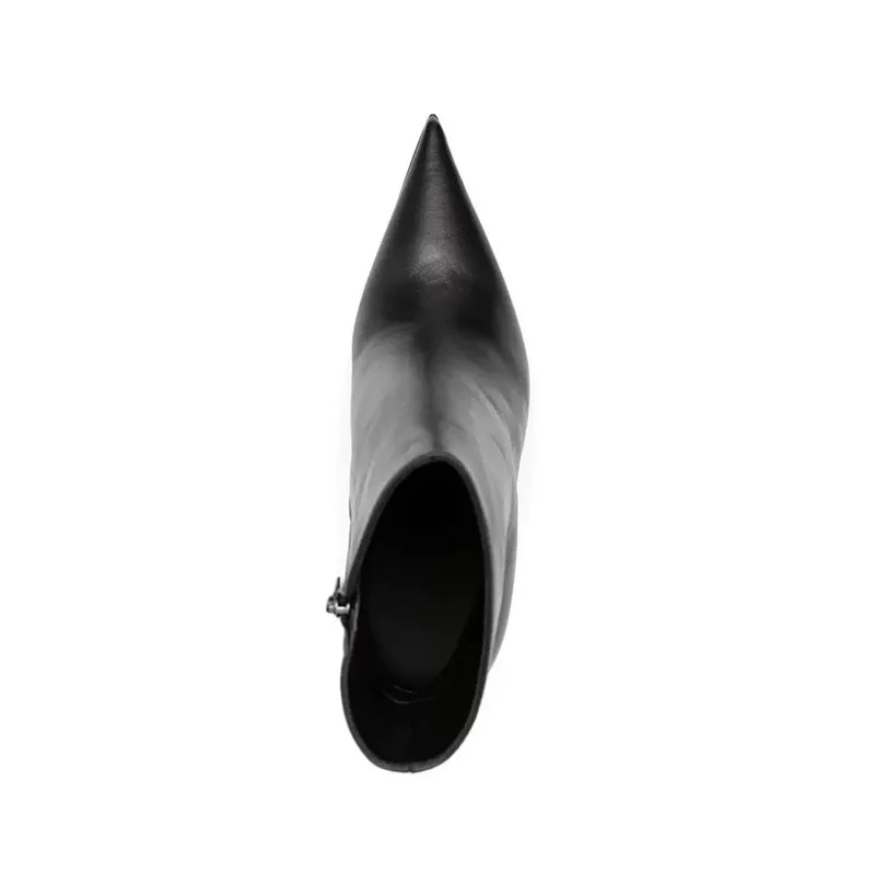 Arden Furtado Autumn Black Pointed Toe Short boots pointy Stilettos Heels side zipper boots Europe And America Women\'s Boots