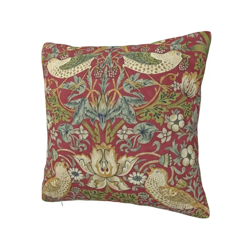 Custom William Morris Strawberry Thief Red Cushion Cover 40x40cm Floral Textile Pattern Soft Cute Pillow Home Decor