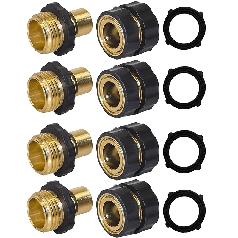 

New 1Set Of 3/4 Inch Garden Hose Quick Connector, Female & Male Of No Leak Quick Connect Hose Fittings