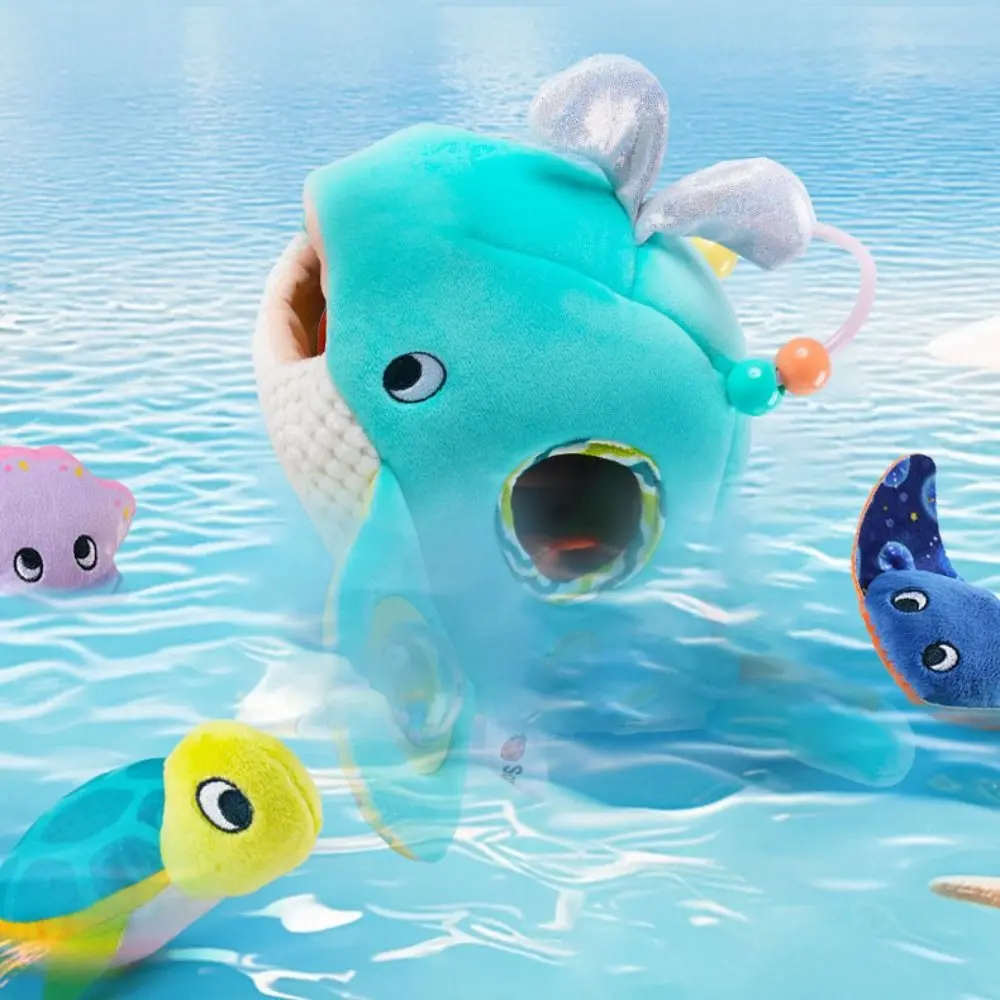PP Cotton Fishing Game Plush Toys Interactive Fluffy Baby Fish Rattle Toys Collection Cartoon Soft Animal Stuffed Doll