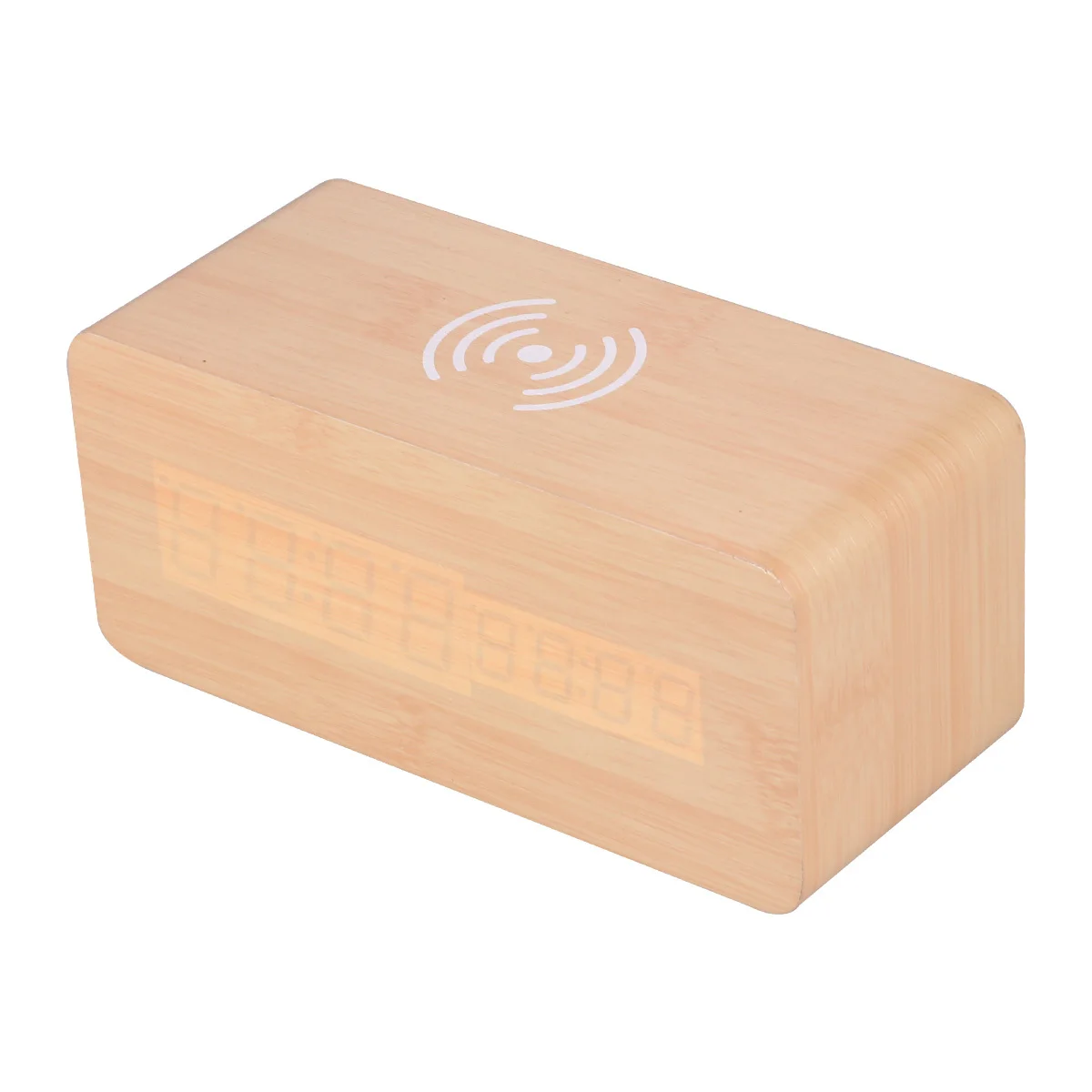 

Wireless Charging Alarm Alarm Desk Temperature Display Wireless Charging Clock Digital Desk Clock Brown Bamboo Light