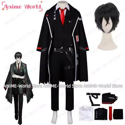 《Custom Size》Anime Black Limbus Company Yi Sang Cosplay Costume Uniform Clothing Halloween Carnival Part Wig