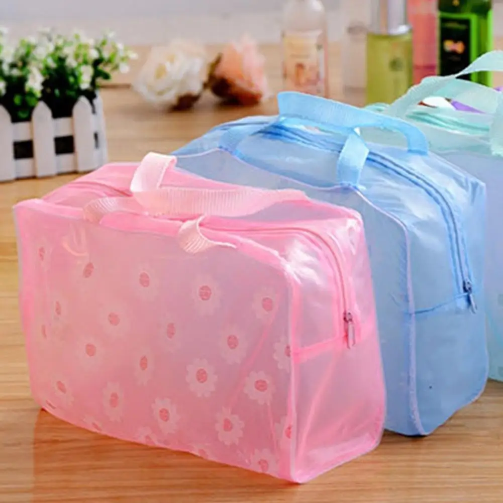 Transparent Cosmetic Bag PVC Women Bath Toiletry Wash Bag Zipper Clear Makeup Bags Beauty Case Travel Makeup Case Organizer