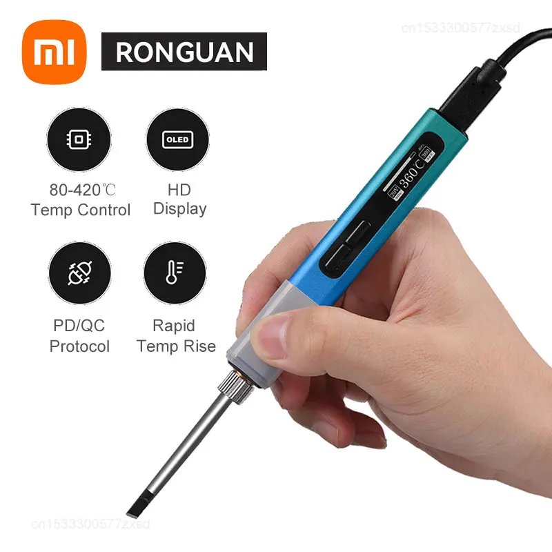 Xiaomi Ronguan Kit saldatore elettrico 65W strumento di riparazione saldatura saldatura stazione di rilavorazione matita di calore punte di ferro a