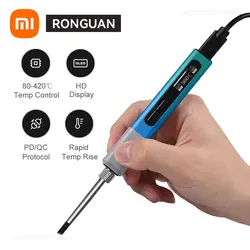 Xiaomi Ronguan Kit saldatore elettrico 65W strumento di riparazione saldatura saldatura stazione di rilavorazione matita di calore punte di ferro a saldare portatile