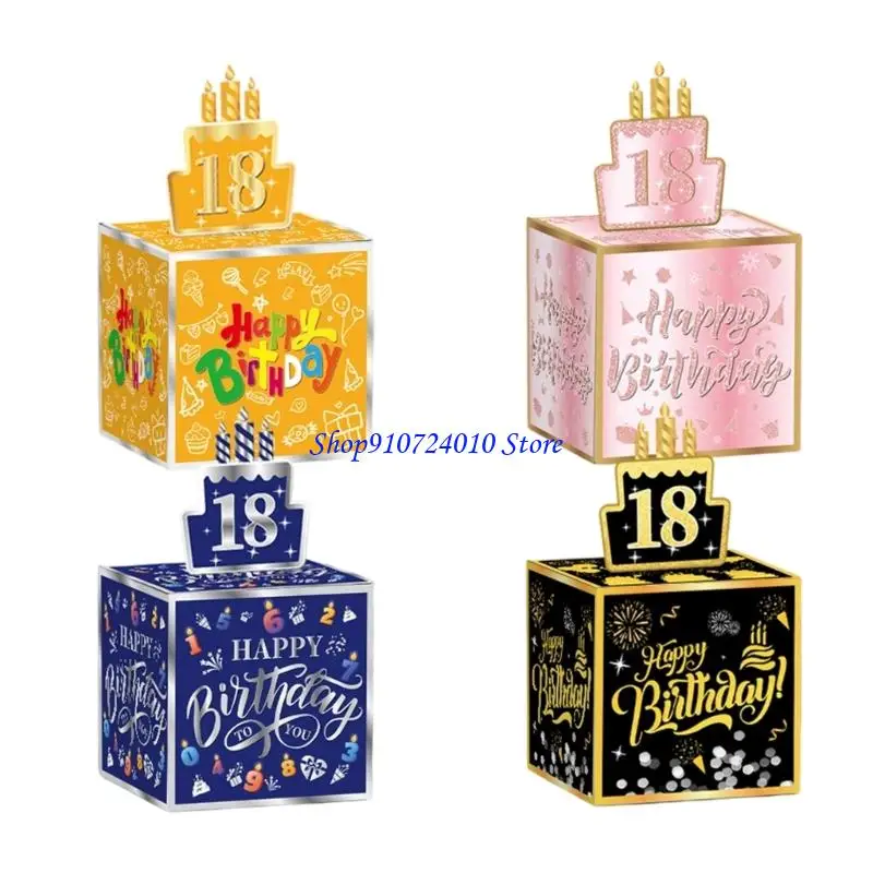 77HD Safe Paper Birthday Surprise boxes Pull Out Money Holder Customizable Age Decorations Party Supplies