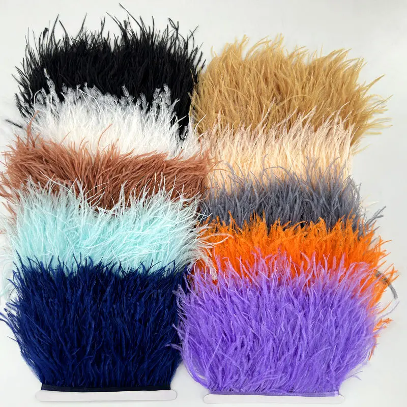 10-15cm DIY Curtain Dress Material Ostrich Feather Cloth Strip Tassel Lace Latin Stage Clothing Accessories