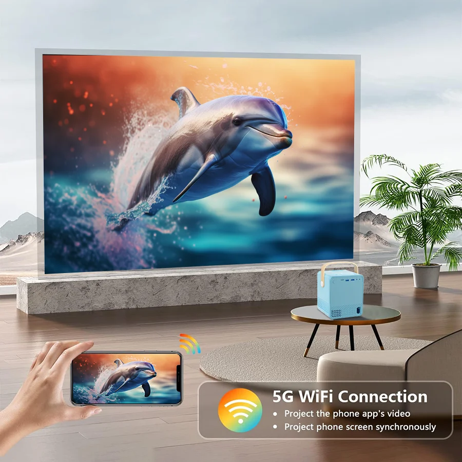 2025 New 4K Ultra HD Projector, Built in Android System, 5G WiFi Connection to Phone Screen Projection, Compact and Portable, Su
