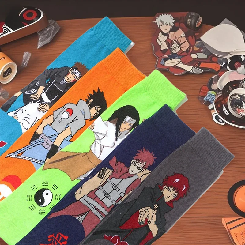 Bandai Naruto Series ถุงเท้าผู้ชายการ์ตูน Naruto Tube ถุงเท้าผ้าฝ้าย