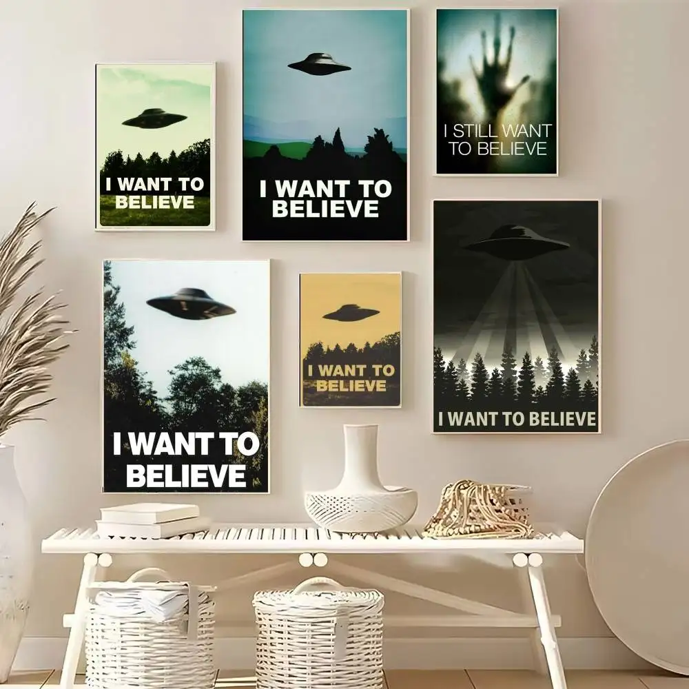The X-Files I Want To Believe Movie Poster High Quality Dorm Living Room Aesthetic Wall Decoration Painting Stickers Gift