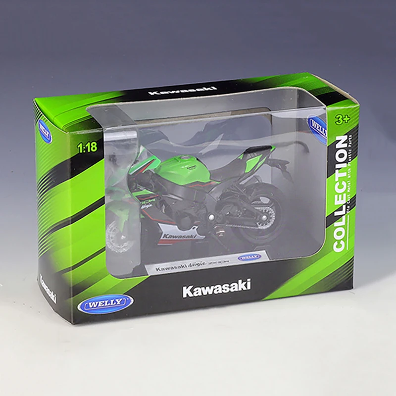 WELLY 1/18 Kawasaki Ninja ZX10R Alloy Motorcycle Model Toy Vehicle Collection Autobike Shork-Absorber Off Road Autocycle Toy Car