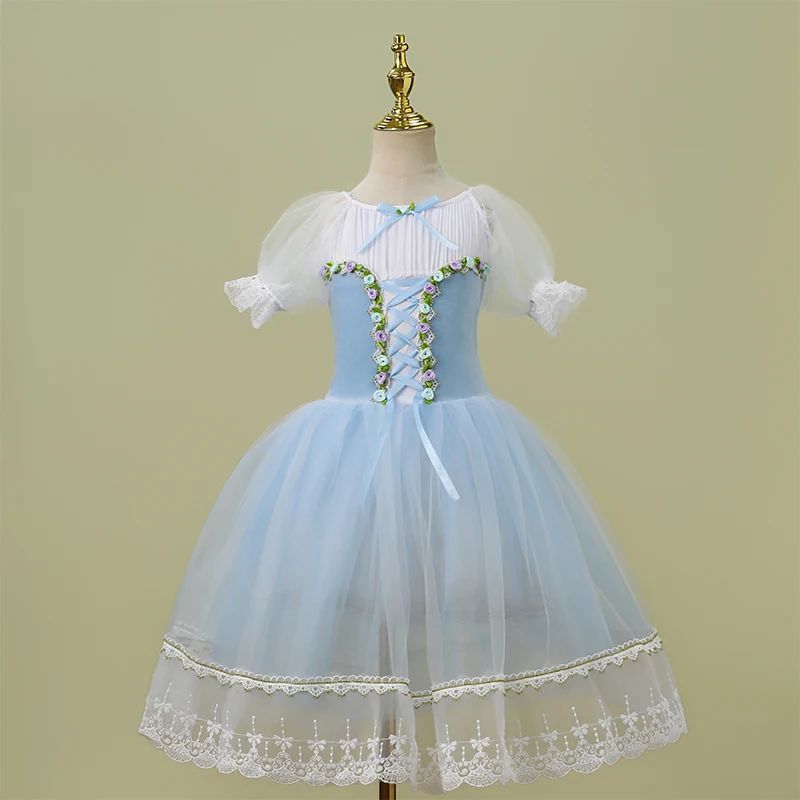 Romantische Kinder Mädchen Lange Ballerina Kleid Pailletten Tutu Ballett Rock Kleidung Giselle Leistung Schwan Tanz Kostüm