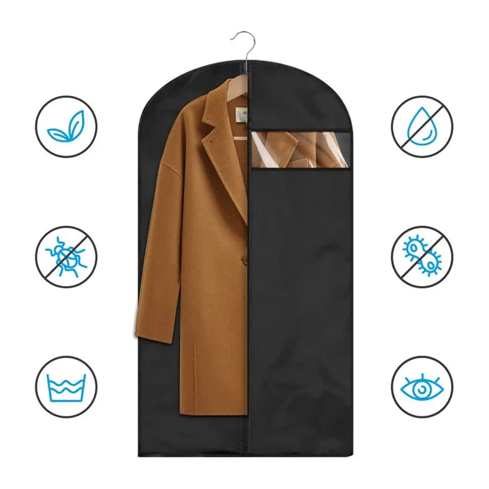 Garment Bag Clothes Dust Bag Clothing Cover PEVA Hanging Storage Bag Waterproof Black Grey Closet Organizer Coat Suit Dress