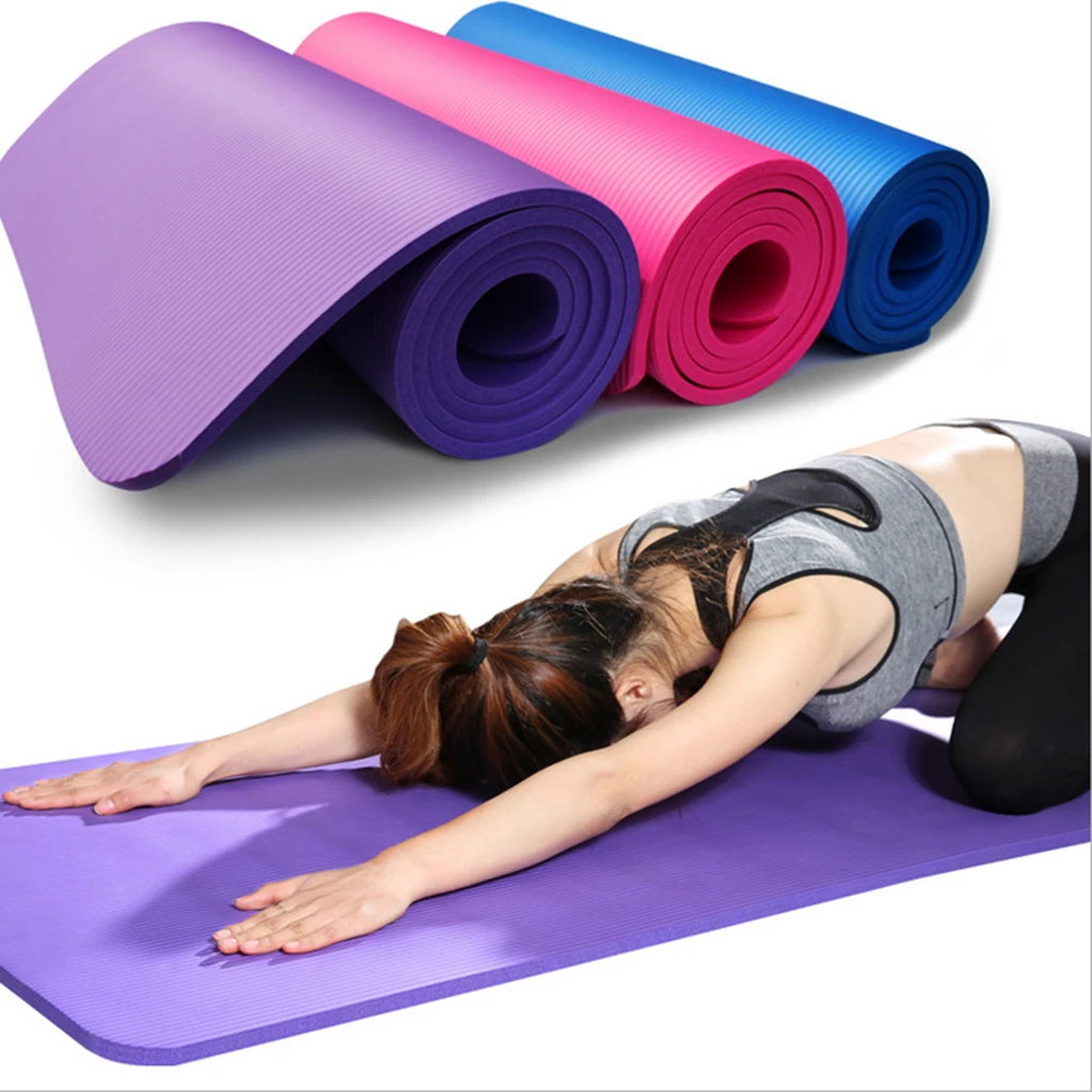 Deluxe Yoga Mat Anti-slip 10mm Thick Nitrile Rubber Pad for Dance Gymnastics Tablet Support Fitnes Training Specific Portable