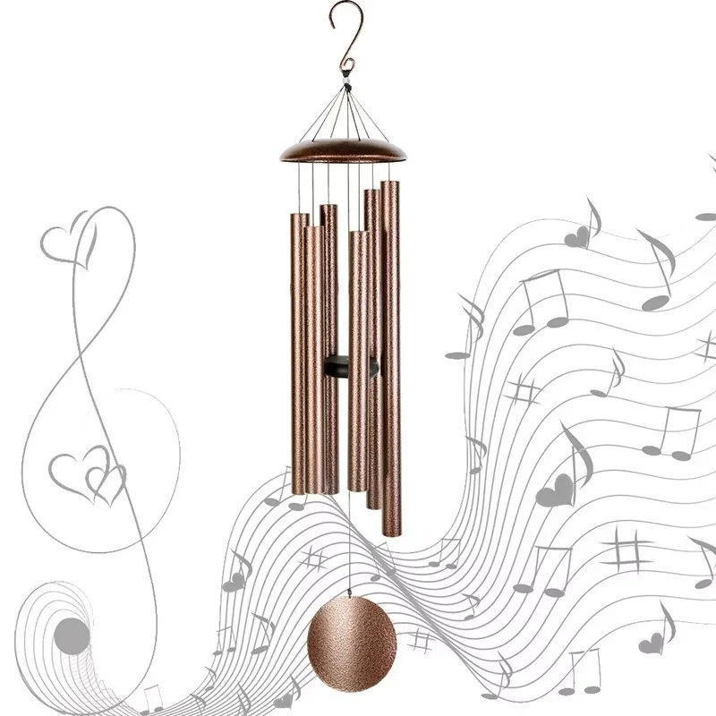 45 Inch Outdoor Bronze Metal Wind Chime Waterproof Garden Decoration with Sympathy Memorial Music Made of Aluminium and Iron