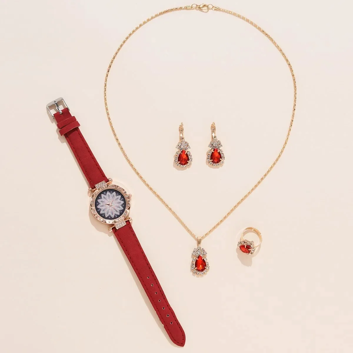 Set da 5 pezzi orologi da donna cinturino in pelle orologio da donna semplice orologio da polso analogico da donna Casual regalo Montre Femme (senza scatola)
