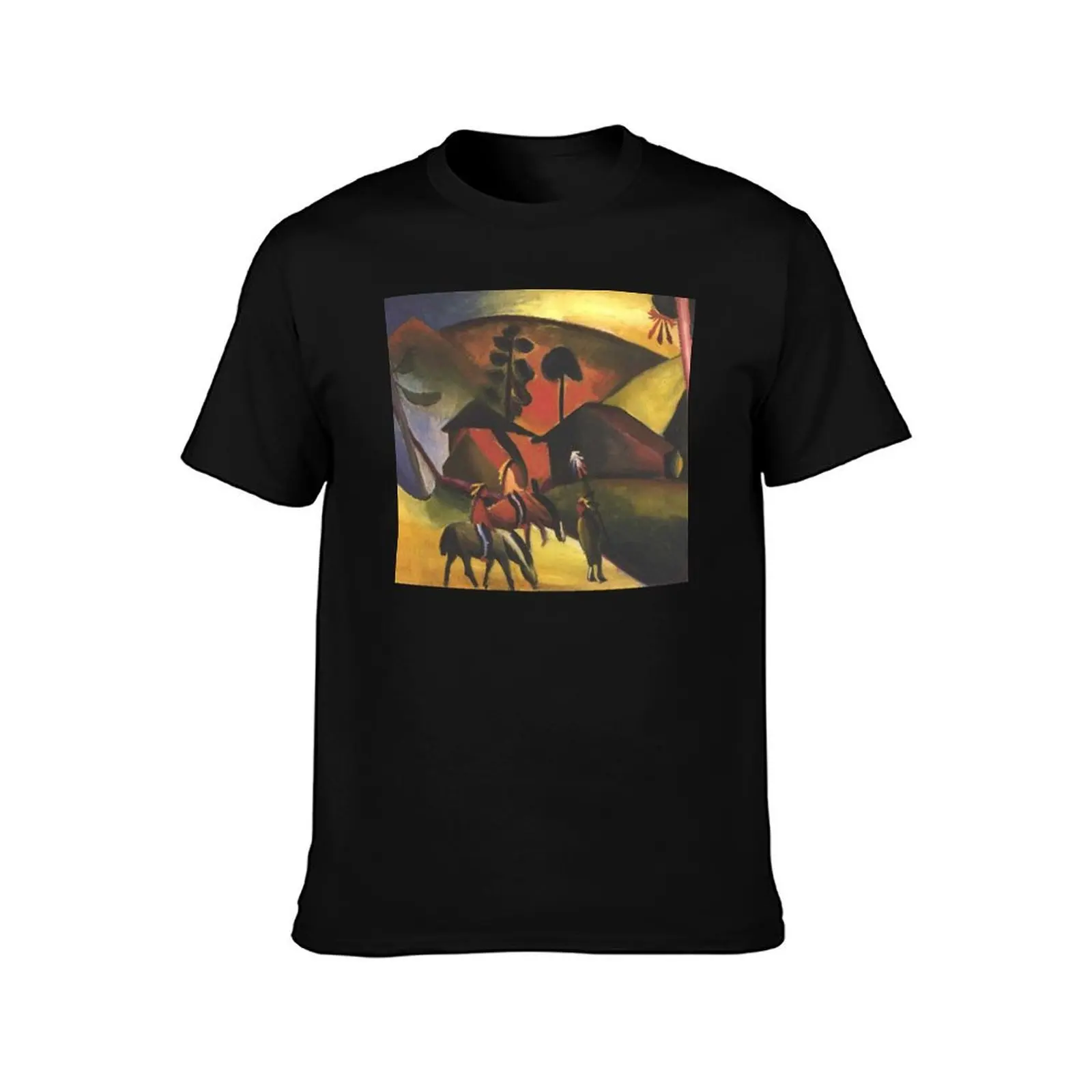 Vintage August Macke Macke Native Americans on Horse 1914 T-Shirt Summer Casual Cotton Tee Oversized Streetwear Tops
