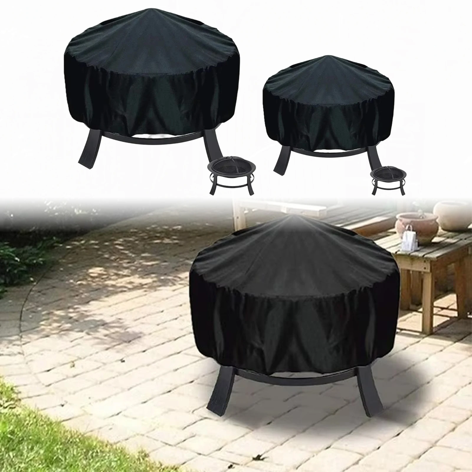 Waterproof Round Fire Cover Outdoor Patio Fireplace Protector Dustproof UV Resistant  Protection Dustproof Oxford Cloth