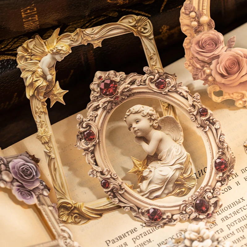 1Style 40Pcs/bag Patio Window Shadow Embossed Collage Card Creative Material Handbook DIY Photo Frame Background Decoration Card